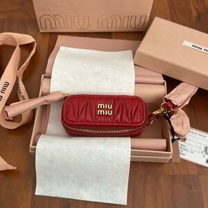 Women’s Miu Miu red leather key ring trick